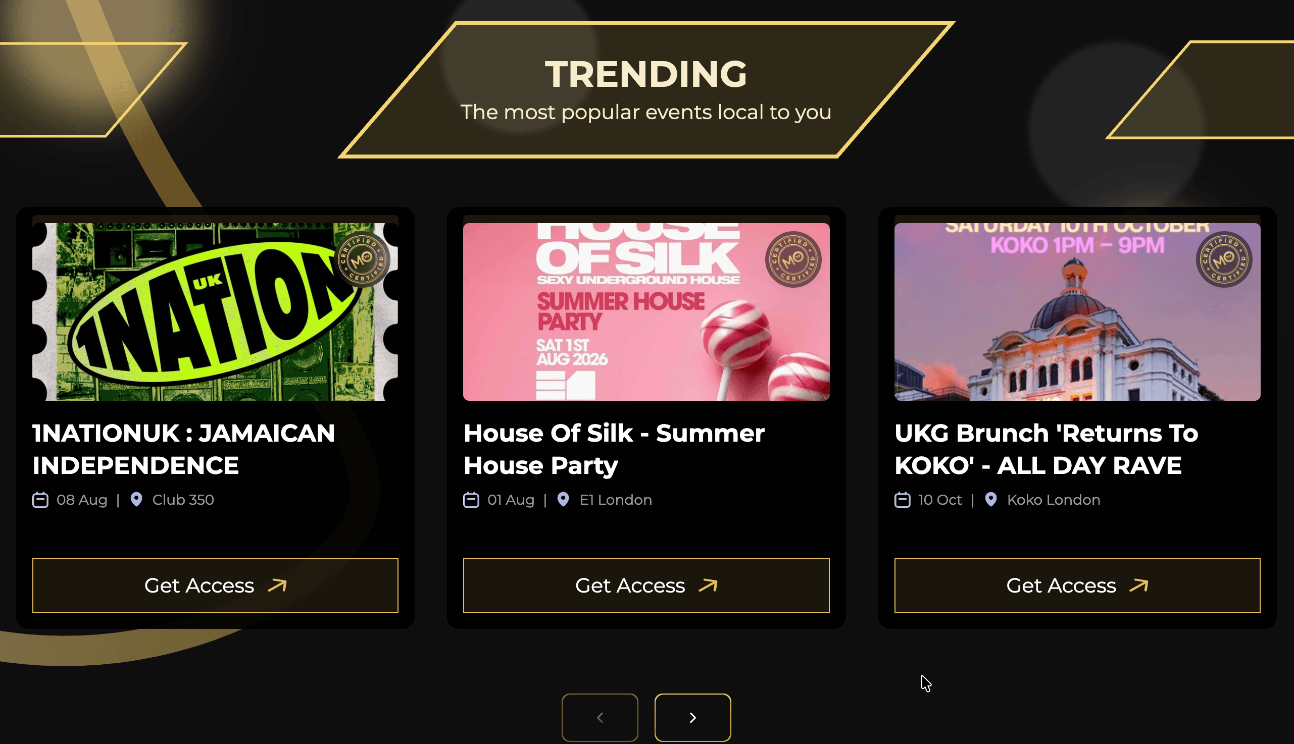 Trending local events on Motiv
