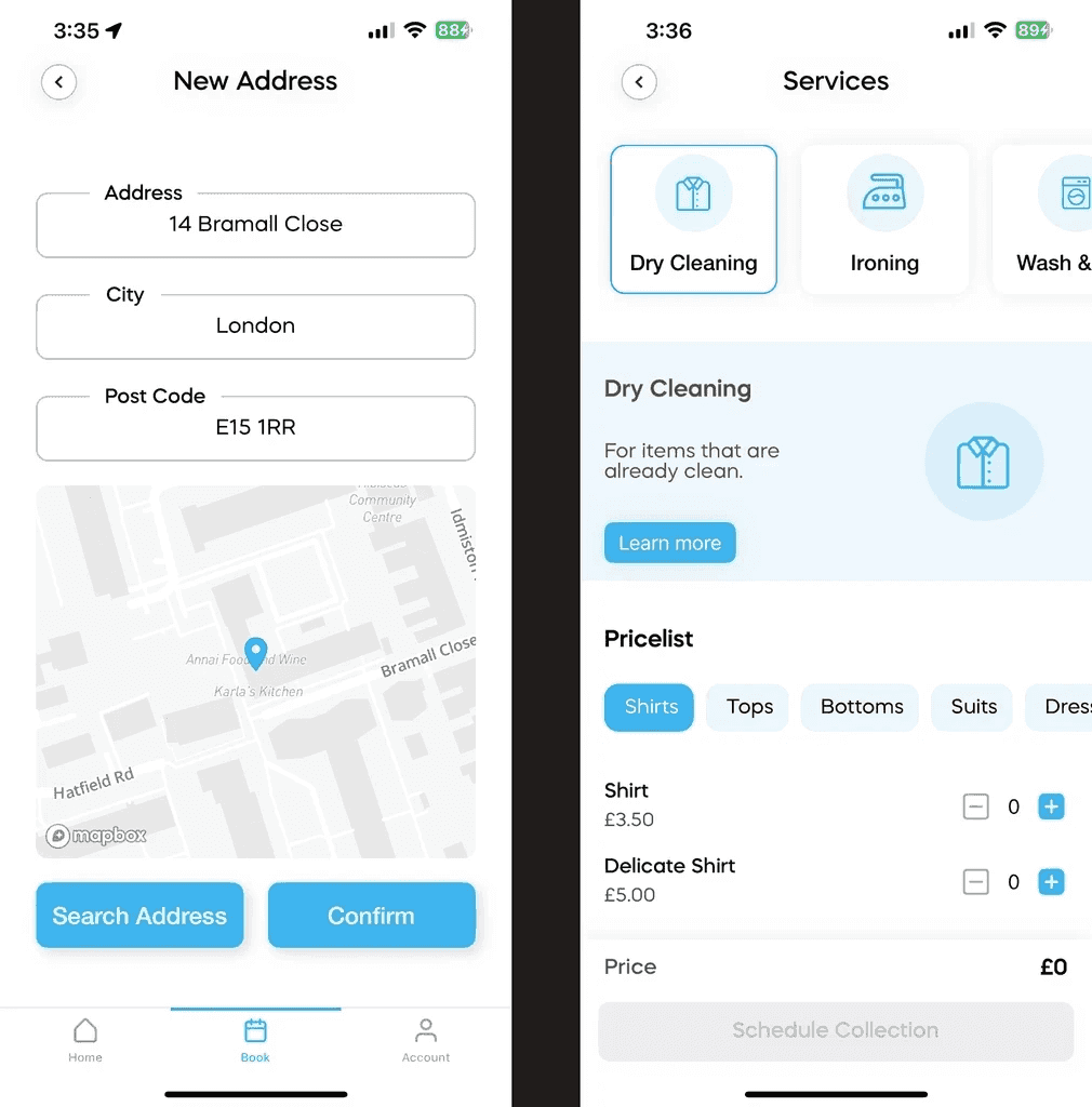 Laundroapp screens