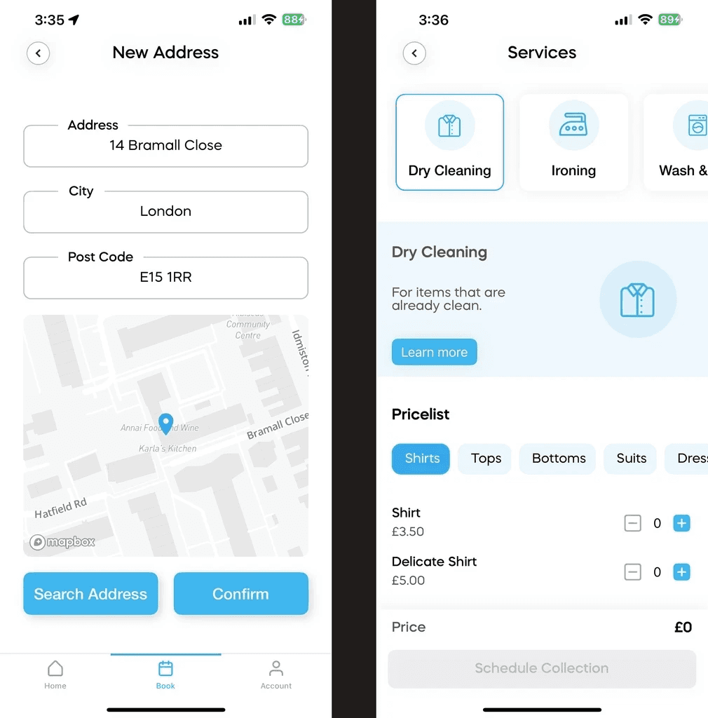Laundroapp screens