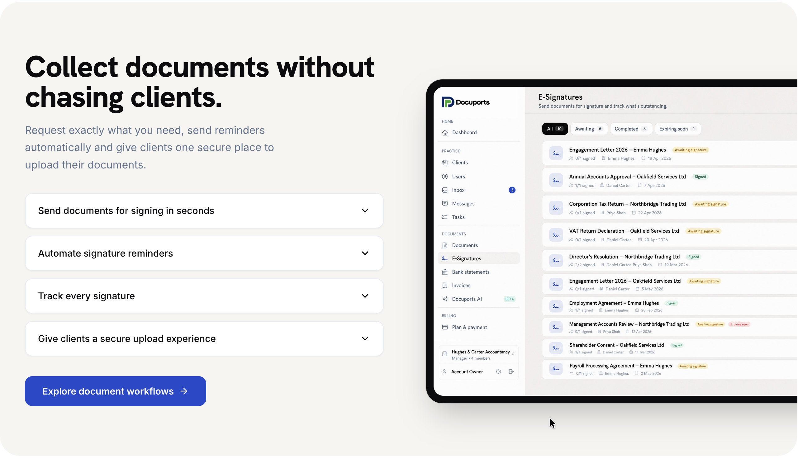 Docuports e-signature workflow